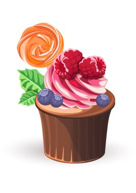 bir sopa üzerinde Berry Muffin ve beze