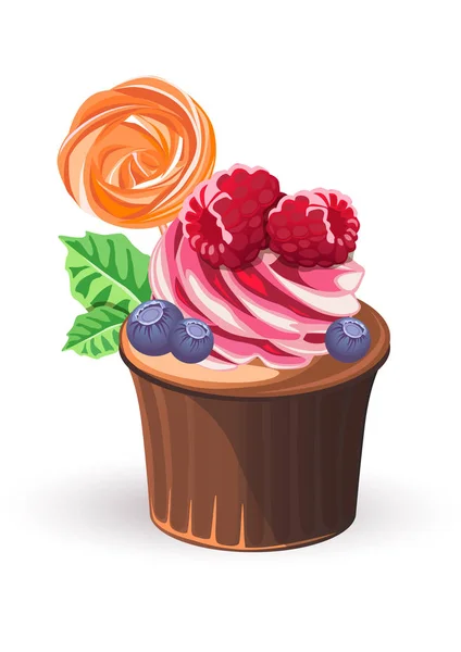 Muffin Berry Beza Patyku — Wektor stockowy
