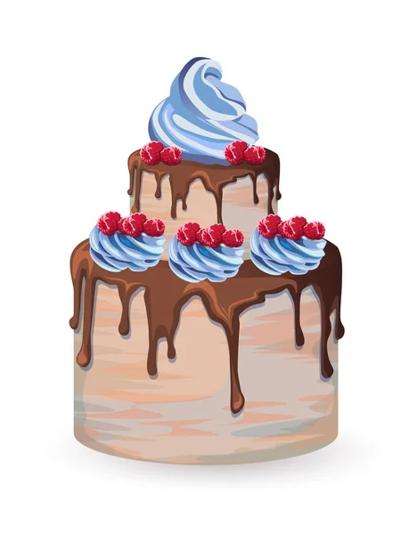 Sütemény Előétel Csokoládé Jegesedés Málna — Stock Vector