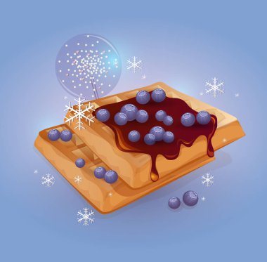 çikolata ve yaban mersini ile ağız sulandıran waffle