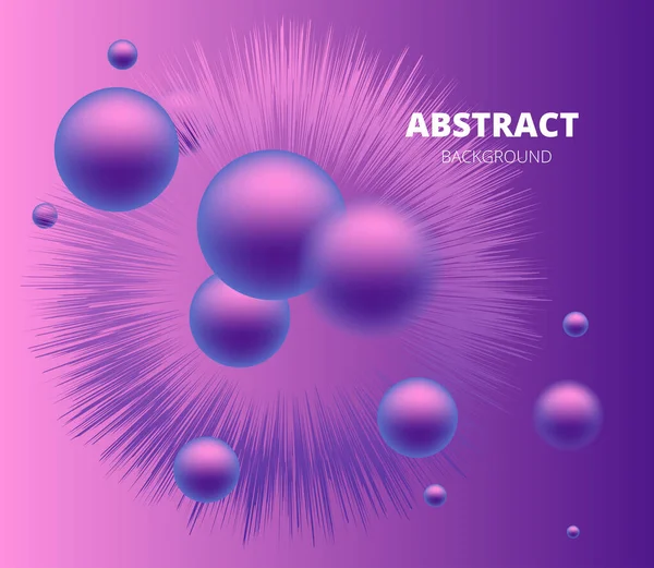 Абстрактное Фиолетовое Векторное Знамя Объемными Шарами Вспышкой — стоковый вектор