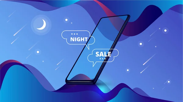 yıldızlı gökyüzü cep telefonlu yaratıcı vektör şablonu