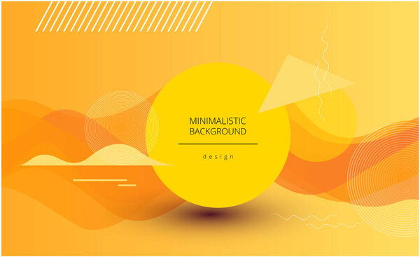 положительный желтый векторный фон с плоскими геометрическими фигурами