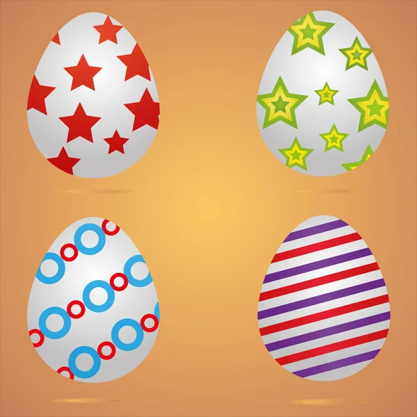 Easter Eggs Colored Yellow Red Blue — Stock Vector