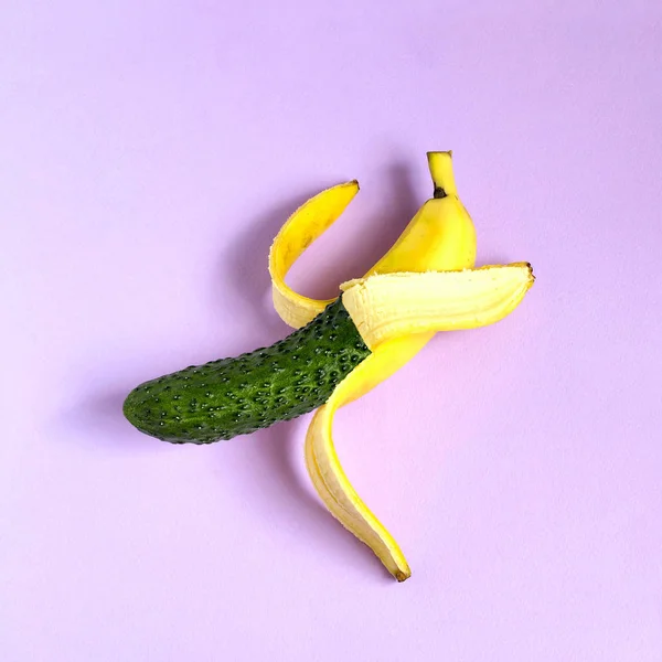Unreal Fruit Banana Cucumber Minimal Style Combining Different Objects Creative Stock Photo by ©13-Smile 218467764