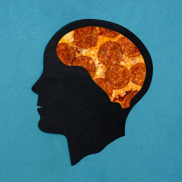 Silueta Cabeza Estilizada Cerebro Lleno Comida Trastorno Alimenticio Bulimia Nerviosa — Foto de Stock