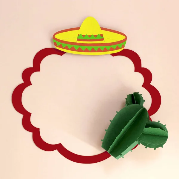 Marco con sombrero y cactus para Cinco de Mayo — Foto de Stock