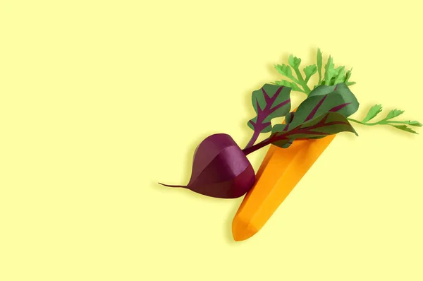 Carrot and beet made from paper — Stock Photo, Image