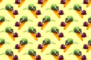 Kağıt havuç ve pancar renkli arka plan 