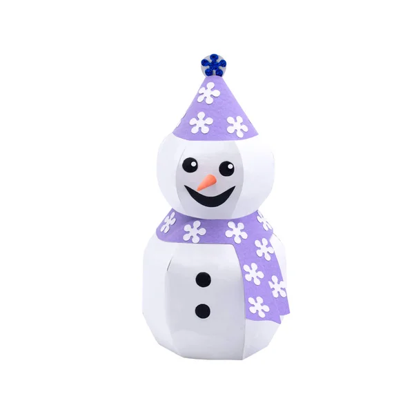 3d muñeco de nieve de papel para la decoración de Navidad aislado en blanco — Foto de Stock
