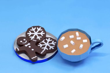 Sıcak çikolata ve Noel kağıt zencefilli ile 3d kağıt fincan 