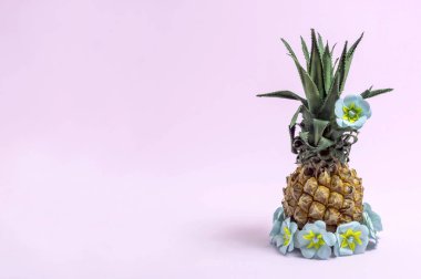 Kağıt çiçeklerle süslenmiş ananas 