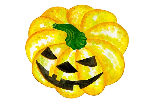 Handbemaltes Aquarell Kürbis Halloween Aquarell Herbst Illustration Isoliert Auf Weißem — Stockfoto