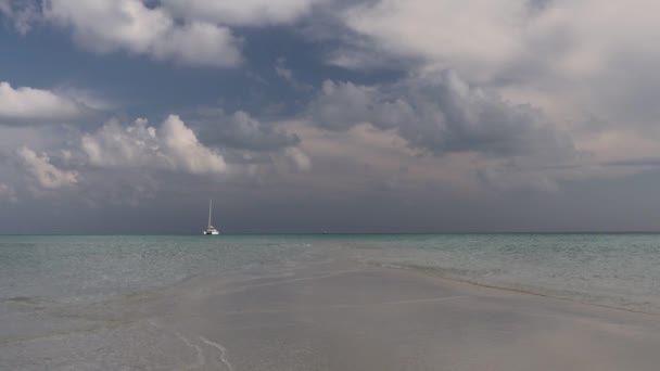 Islas Tropicales Atolones Aguas Turquesas Puras Del Océano Arena Coral — Vídeo de stock