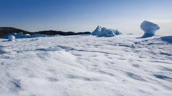 Vlucht Ijsbergen Schieten Van Ices Korte Afstand Een Ijsberg Oppervlak — Stockfoto
