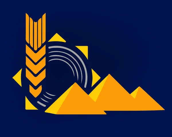 Logo Sol Oreja Fondo Las Pirámides — Vector de stock