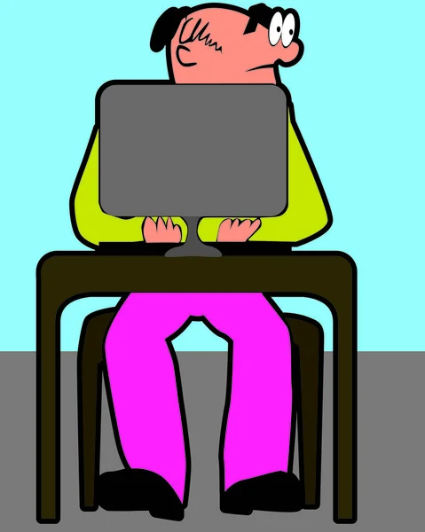 Мужчина Розовых Штанах Ноутбуком — стоковый вектор