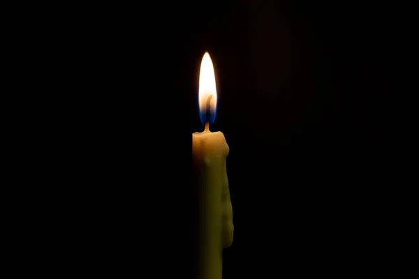 Svíčka Světlo Černém Pozadí — Stock fotografie