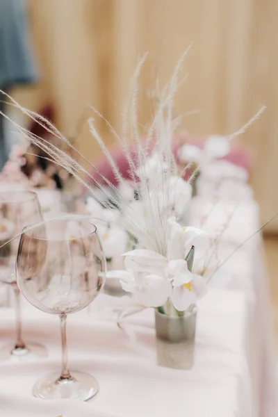 Pertemuan Meja Pernikahan Restoran Interior — Stok Foto