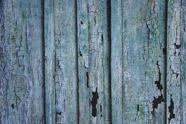 Alte Holz lackierte Dielen vertikal schmutzig blau — Stockfoto