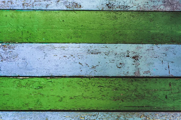 Madeira velha pintado pranchas horizontais verde e azul — Fotografia de Stock