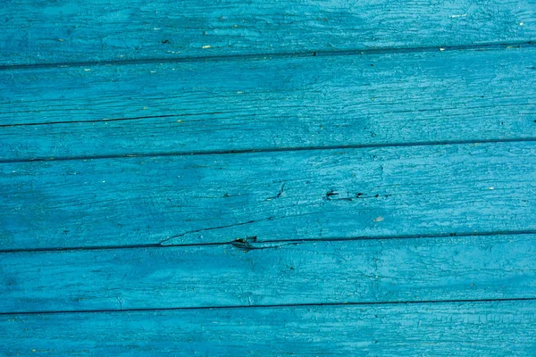 Madeira velha pintada pranchas ciano horizontal — Fotografia de Stock