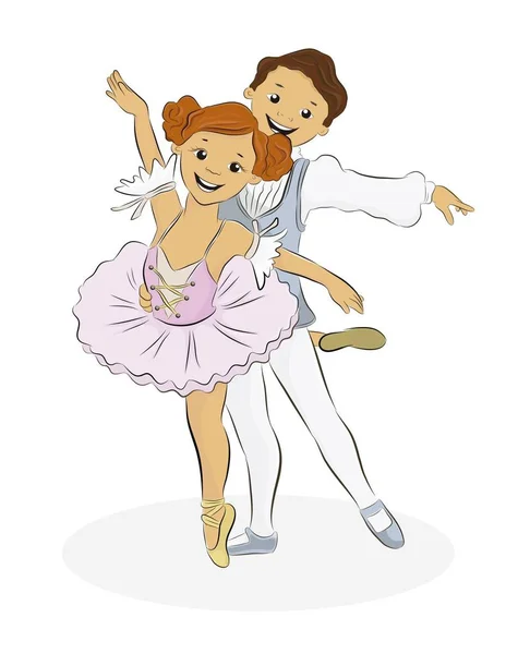 Vector Illustration Ballet Dancing Couple — Stock Vector