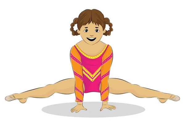 Ilustración Vectorial Una Gimnasta Femenina Realizando Ejercicio Suelo — Archivo Imágenes Vectoriales