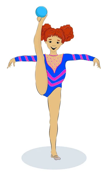 Εικονογράφηση Φορέας Ενός Θηλυκός Gymnast Εκτελεί Μπάλα — Διανυσματικό Αρχείο