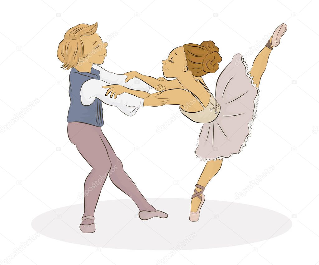 Vector illustration of a dancing ballet couple