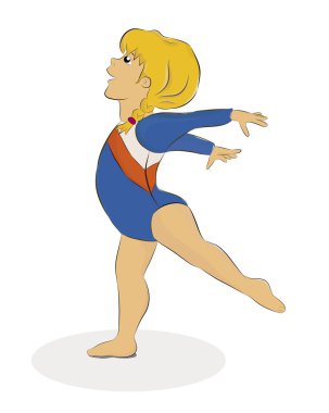 Vektör illustraion bir küçük jimnastikçi kız