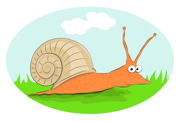 Vector Illustration Cute Cartoon Snail — Stock Vector