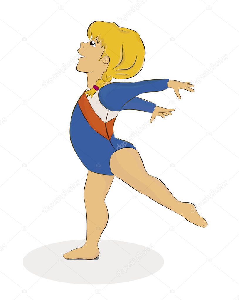 Vector illustraion of a little gymnast girl