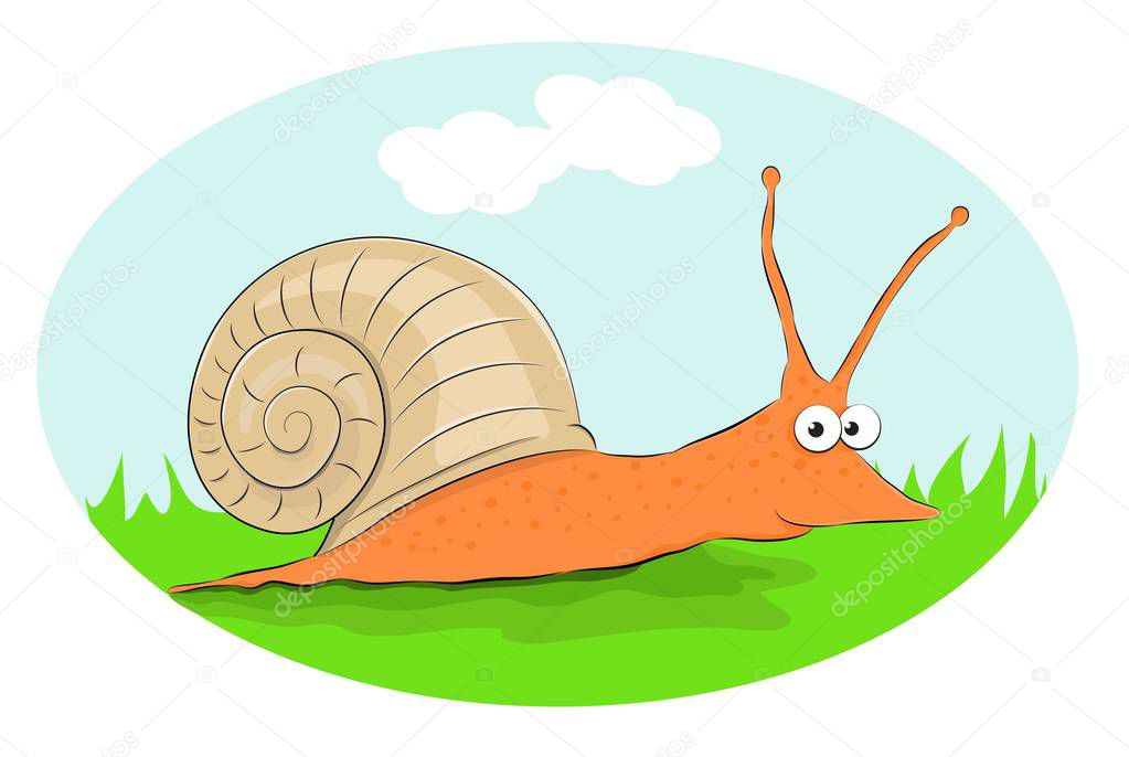 Vector illustration of a cute cartoon snail