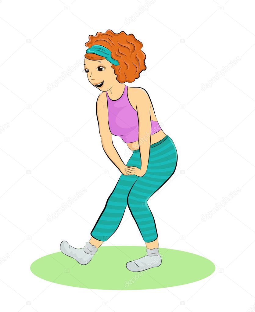 Vector illustration of a girl making exercise