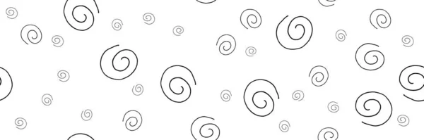 Векторная Иллюстрация Черно Белый Бесшовный Рисунок Спиралей Раковин Разных Размеров — стоковый вектор