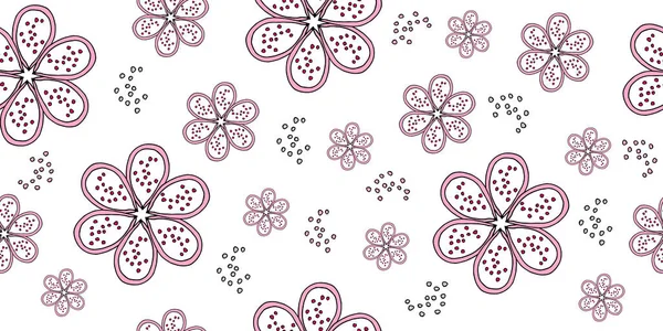 Vector Illustration Seamless Pattern Pink Flowers Design Textile Paper — Stock Vector