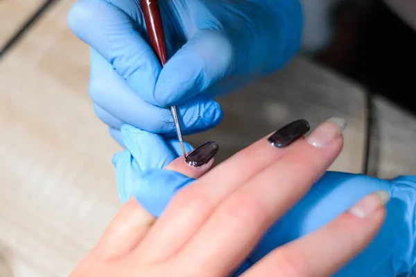 Manicura Extensión Diseño Uñas Con Gel — Foto de Stock