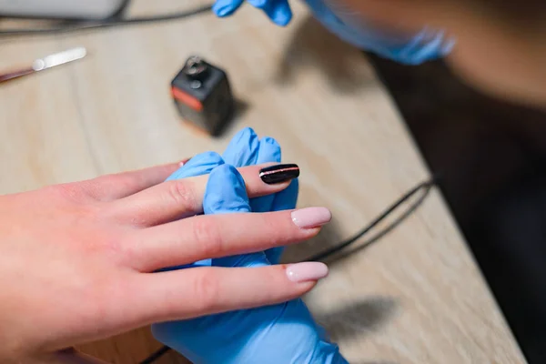 Manicure Extensão Unhas Revestimento Gel — Fotografia de Stock