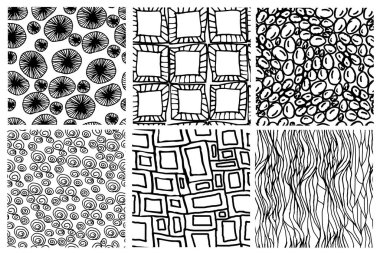  Dikensiz dokular, hatlar, kağıt tasarımı, kumaş ve iç tasarım için karalama. raster kopyası