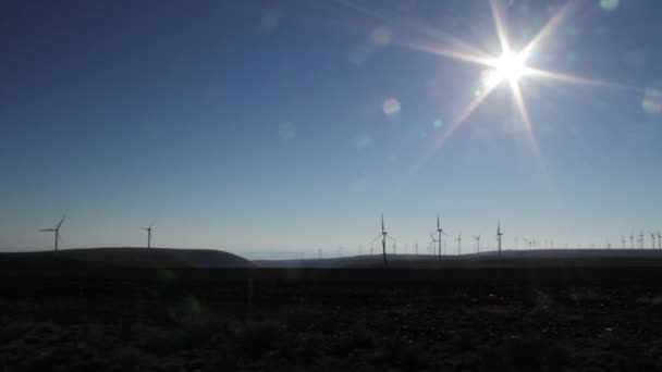 Parque Eólico Las Afueras Ellensburg Washington Día Claro Otoño — Vídeo de stock