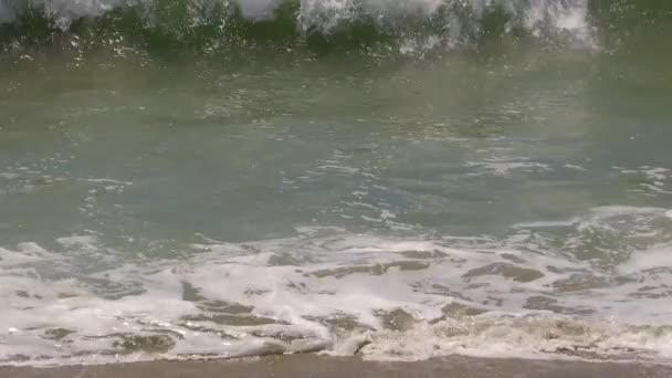 在圣莫尼卡阳光明媚的夏日 海浪在缓慢的运动中坠落 — 图库视频影像