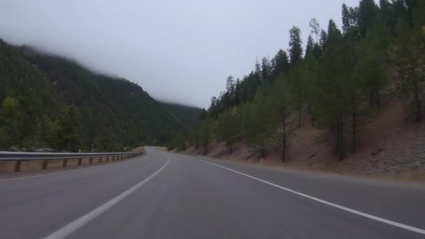 Early Morning Fall Drive Mountains Western Montana — Stock Video