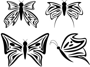 siyah ve beyaz vektör kelebekler