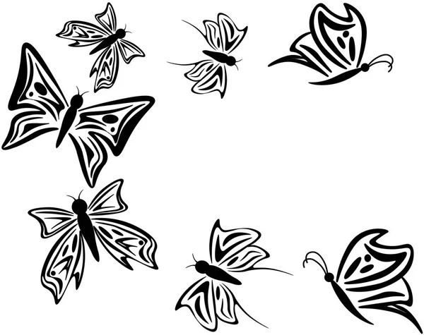 siyah ve beyaz vektör kelebekler