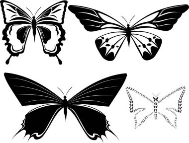 siyah ve beyaz kelebekler dövme, kağıt kesme