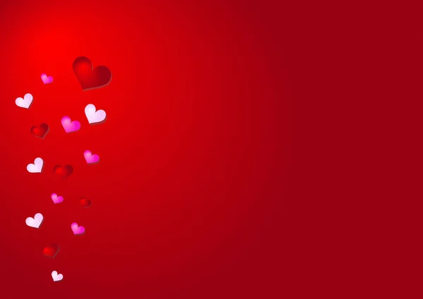 Červené Pozadí Srdcem Valentýna — Stockový vektor