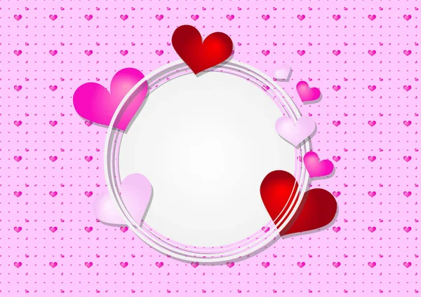 Marco Letras Foto Reconocimiento Fondo Rosa Con Corazones Para Día — Vector de stock