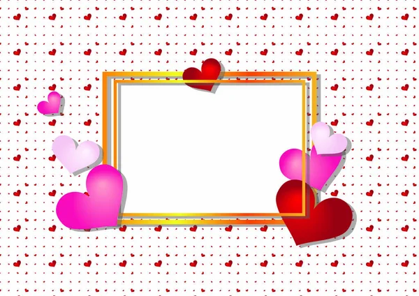 Marco Letras Foto Reconocimiento Fondo Rosa Con Corazones Para Día — Vector de stock