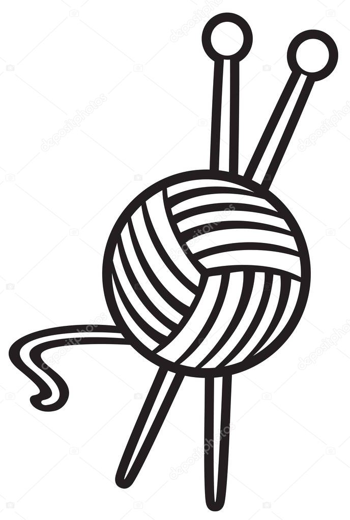 Yarn ball and knitting needles